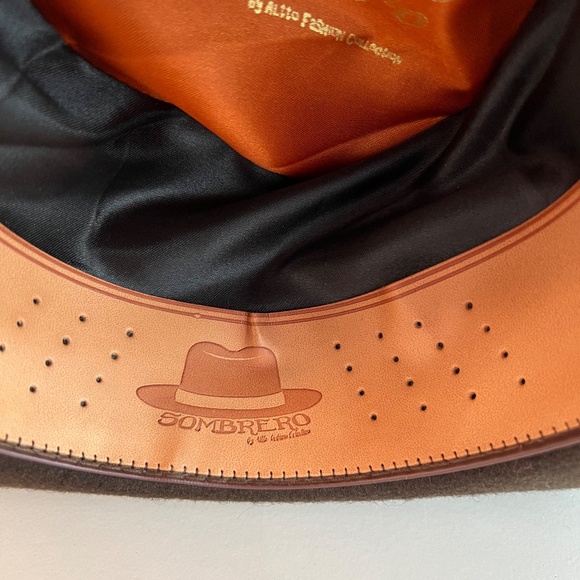 Handmade Wool/Felt Cowboy/Sombrero Hat- Brown/Red Studded Ribbon - Size 57/7 1/8 - Picture 14 of 14